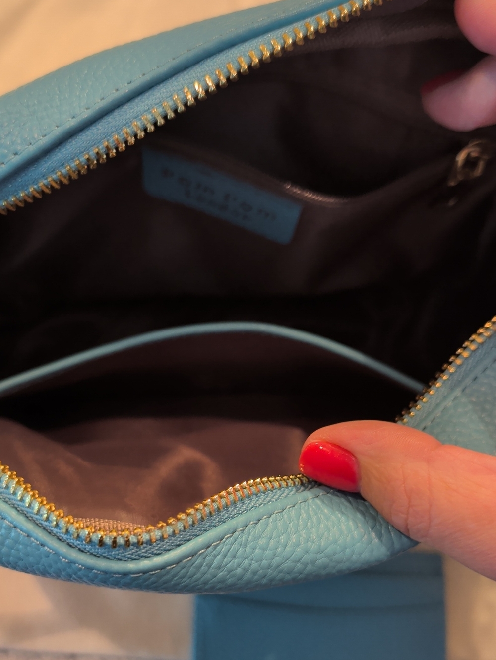 Pom Pom London Cabana Blue Original Plus Leather Crossbody Bag w/ Accessories - Picture 11 of 16